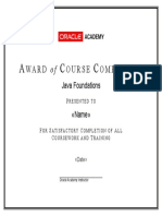 Oracle Academy Course Completion Award - Java Foundations