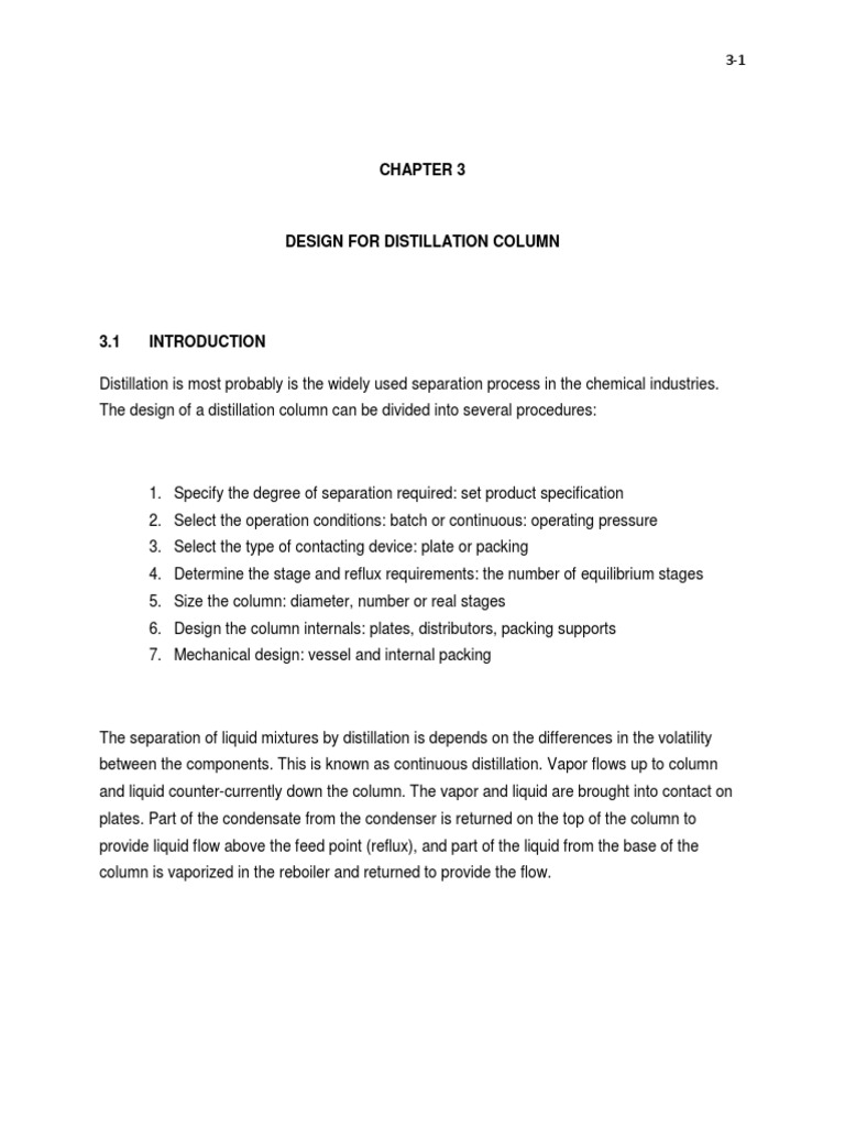 Distillation Column Design Overview | PDF | Chemical Process ...