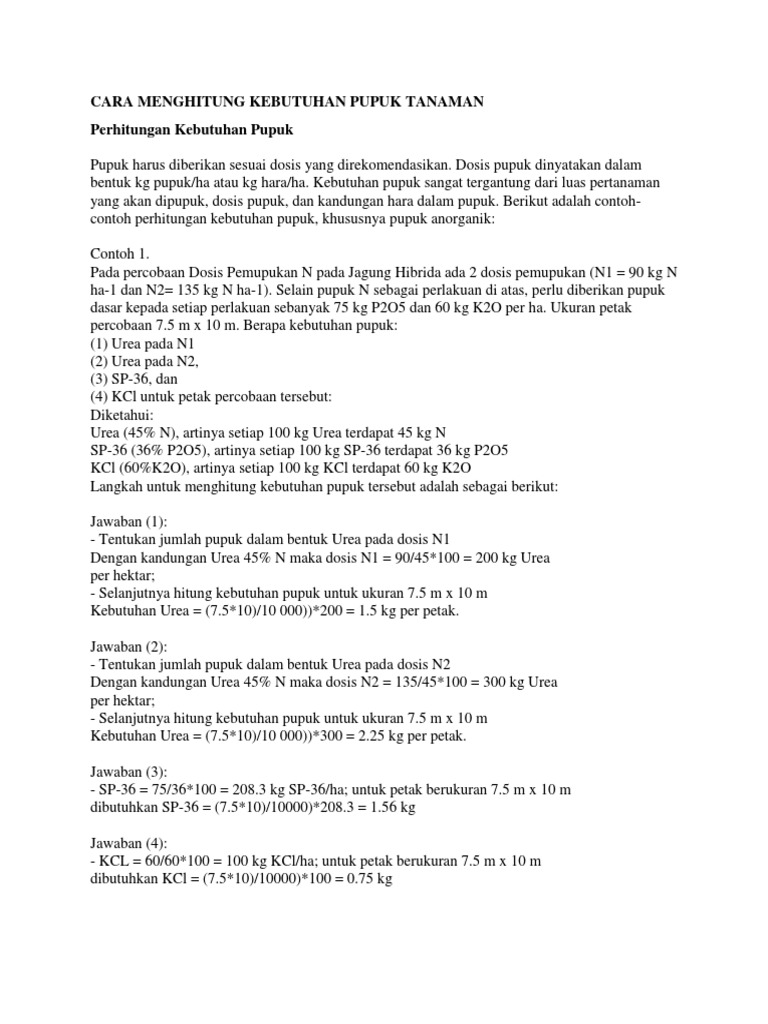 Cara Menghitung Jumlah Tanaman Per Hektar Berbagi Tanam