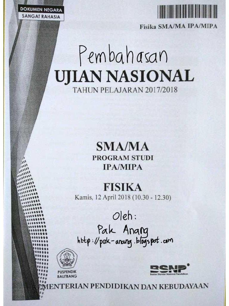 Pembahasan Soal Un Fisika Sma 2018 Paket 1