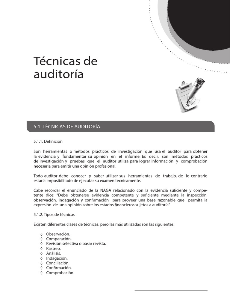 Técnicas De Auditoria Pdf Contralor Bancos