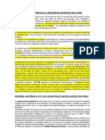 Breve Recuento Histórico de La Creación de Hospitales en El Perú