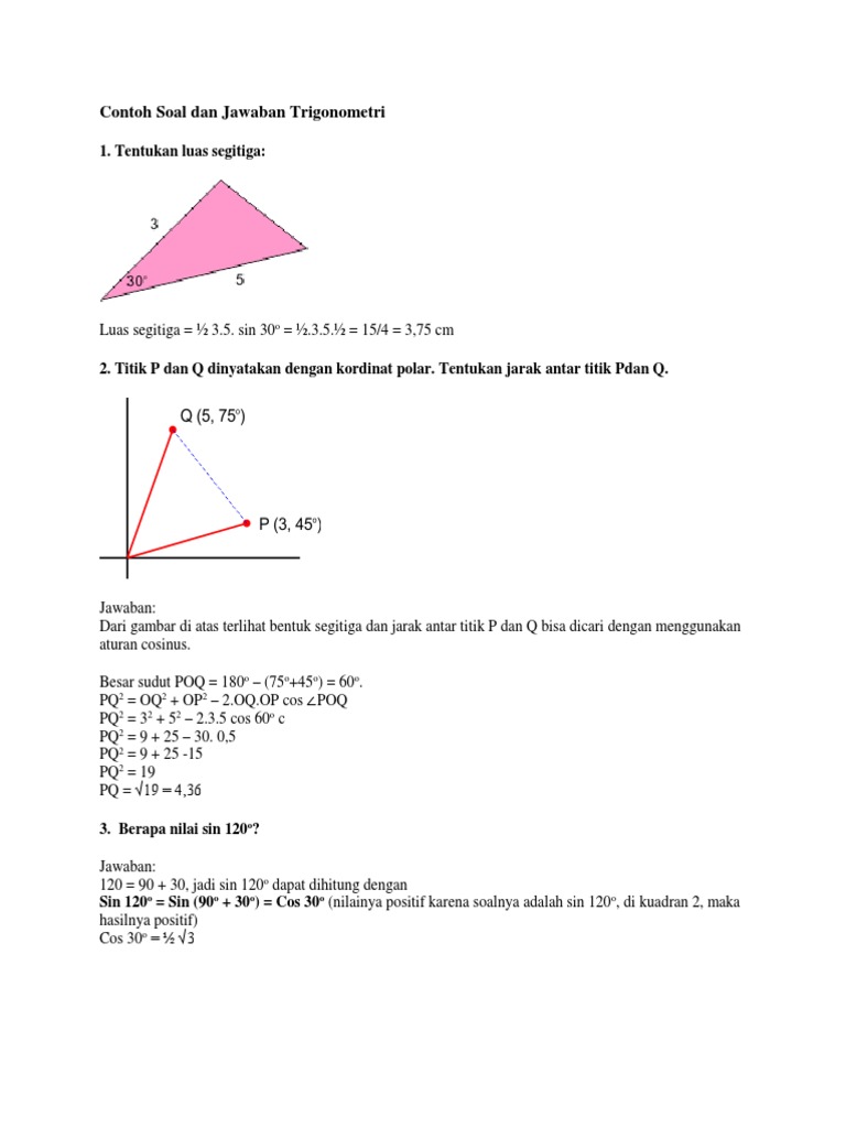 Contoh Soal Dan Jawaban Trigonometri