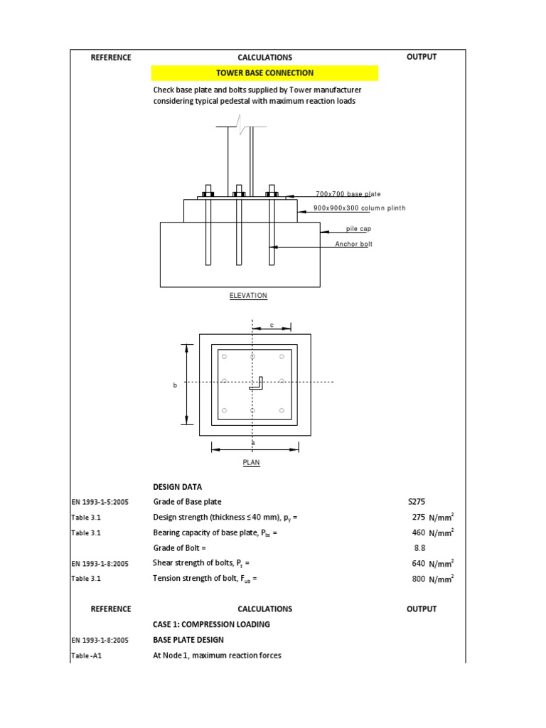 Base Plate and Anchor Bolt Design Calculations | PDF | Strength Of ...