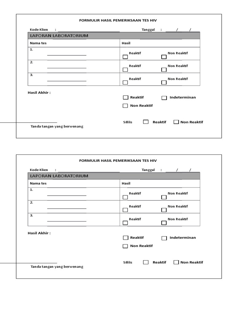 Form Hasil Lab Hiv Baru Pdf