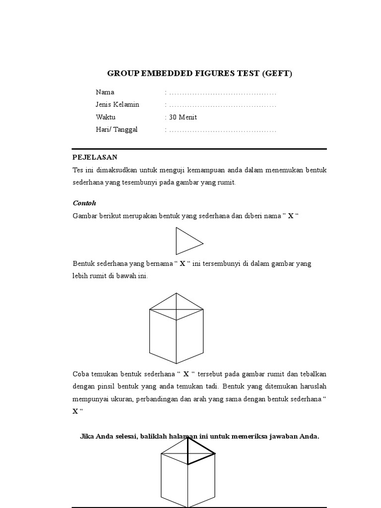 Test GEFT | PDF | Olahraga & Rekreasi