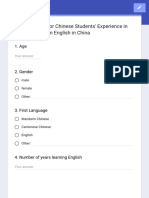 Questionnaire For Chinese Students Experience in Learning Spoken English in China