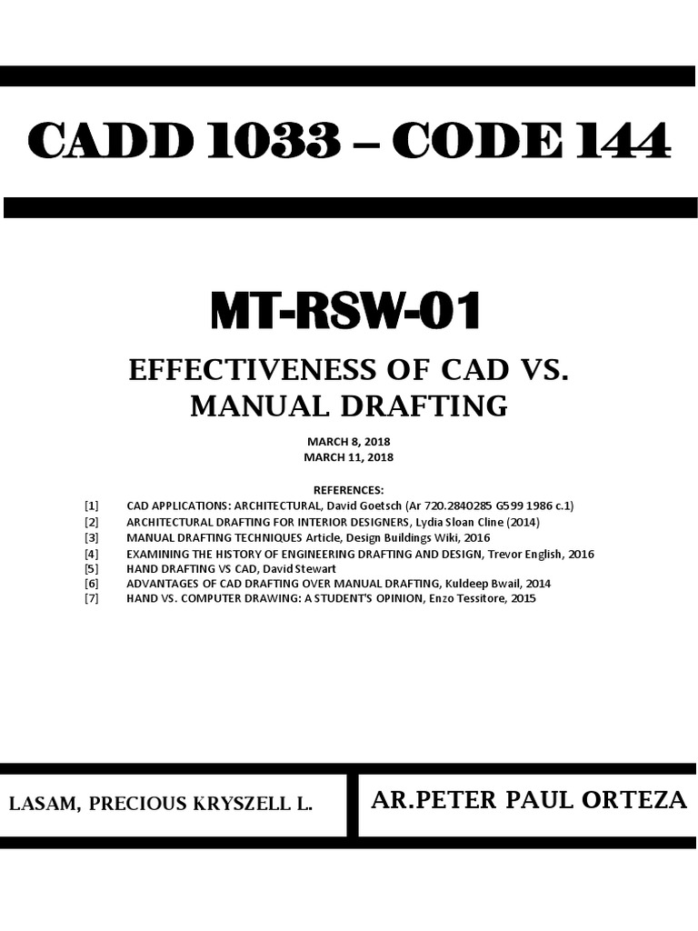 Manual Drafting vs. CAD PDF Technical Drawing Computer Aided Design