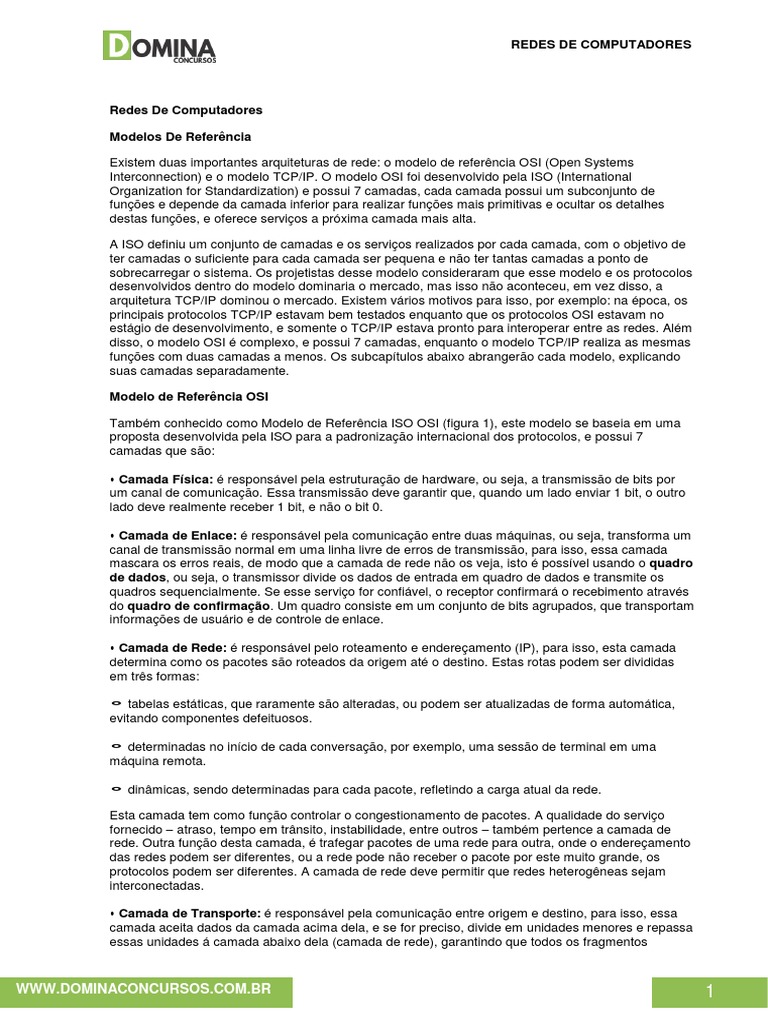 Modelos de Redes: OSI e TCP/IP | PDF | Rede de computadores | Modelo OSI