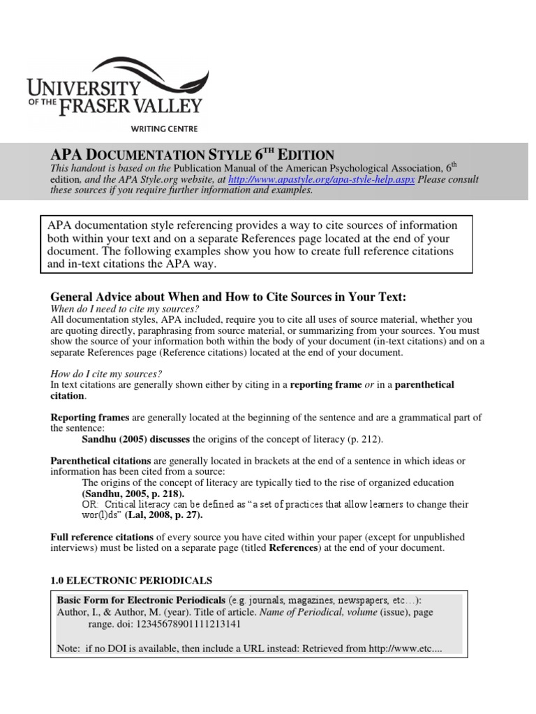 APA Citation Style Guide | PDF | Citation | Apa Style