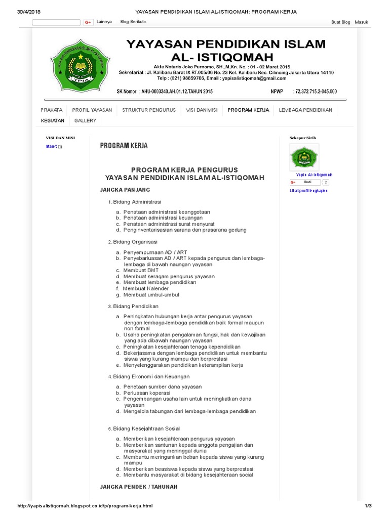 Contoh Laporan Keuangan Yayasan Pendidikan Islam Nusagates