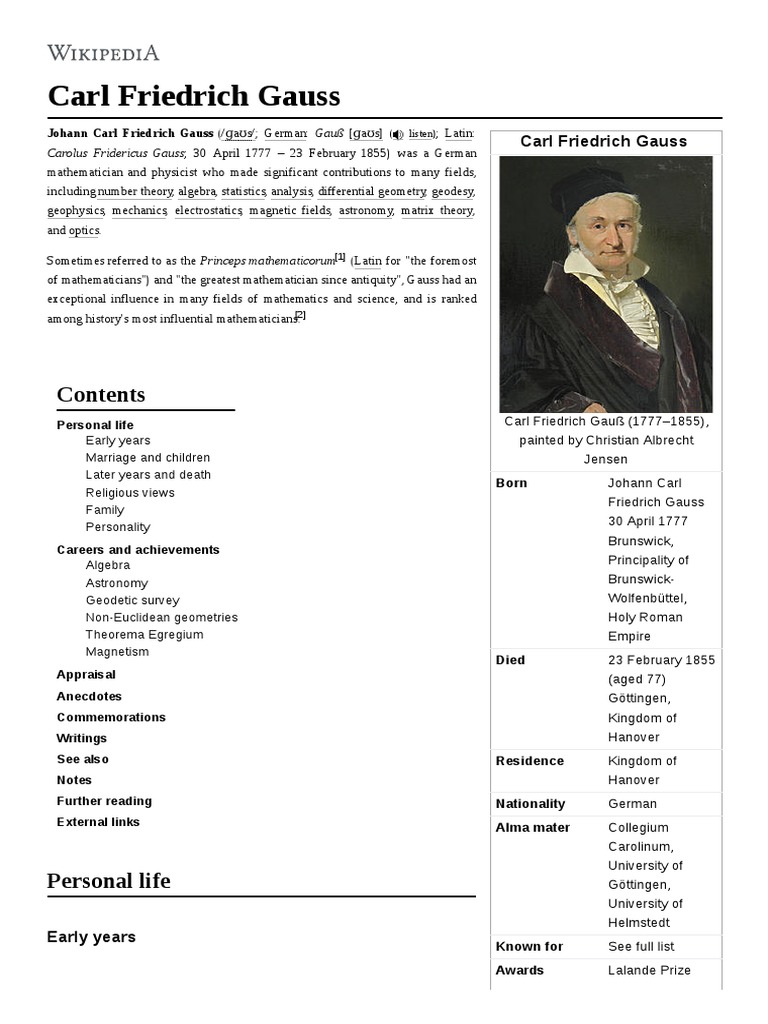 carl friedrich gauss dissertation