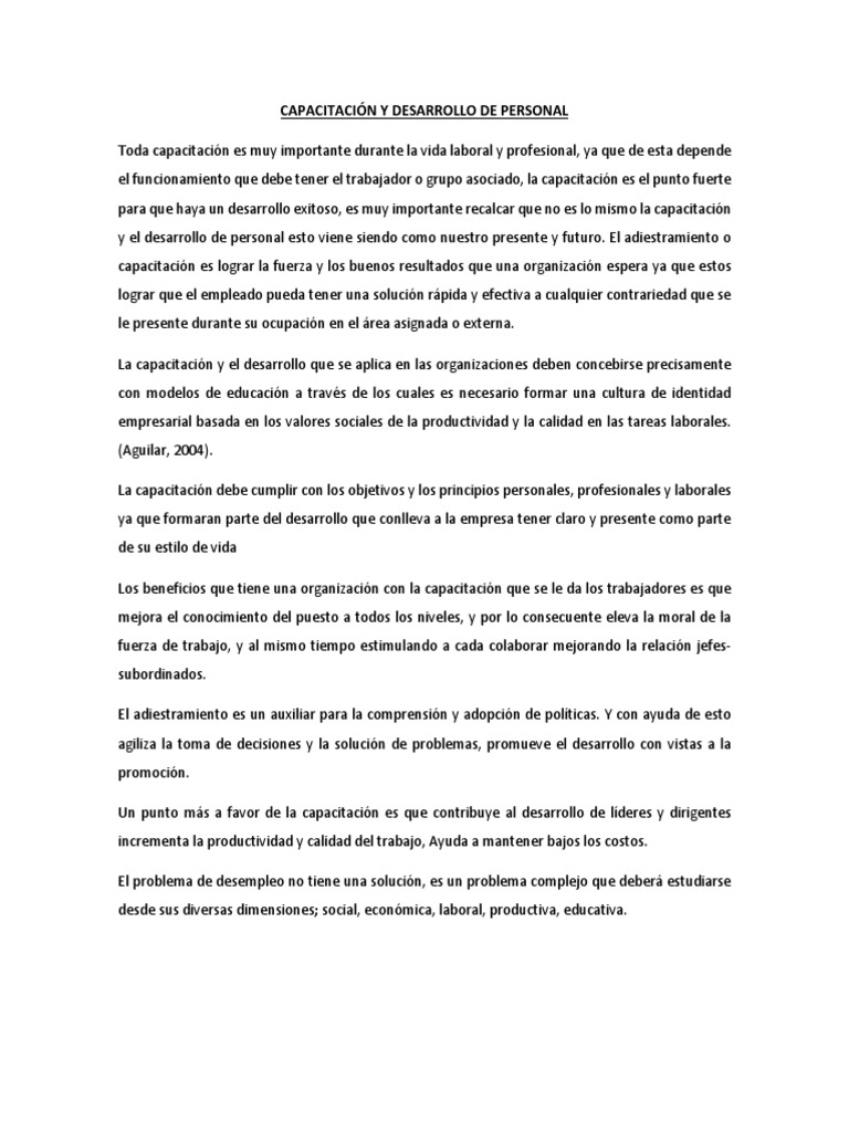 Capacitación y Desarrollo de Personal | PDF | Toma de decisiones ...