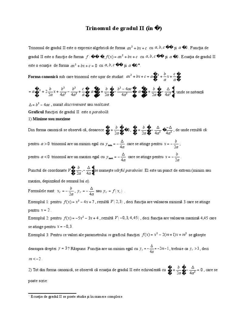 Trinomul de Gradul II | PDF
