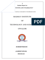 Madhav Institute OF Technology and Science Gwalior: "Limits Fits and Tolerance"