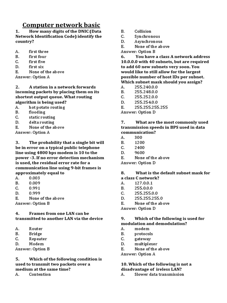 Computer Network Basic | PDF | Internet Protocols | Communications ...