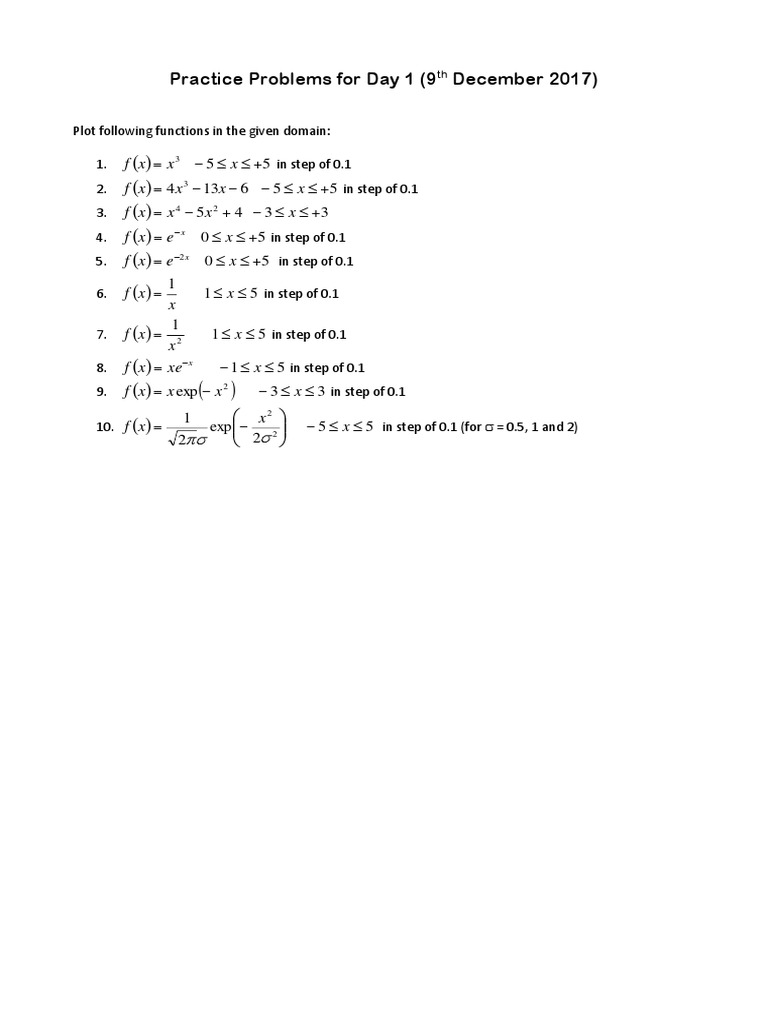 Day 1 Function Plotting Tasks | PDF | Teaching Methods & Materials