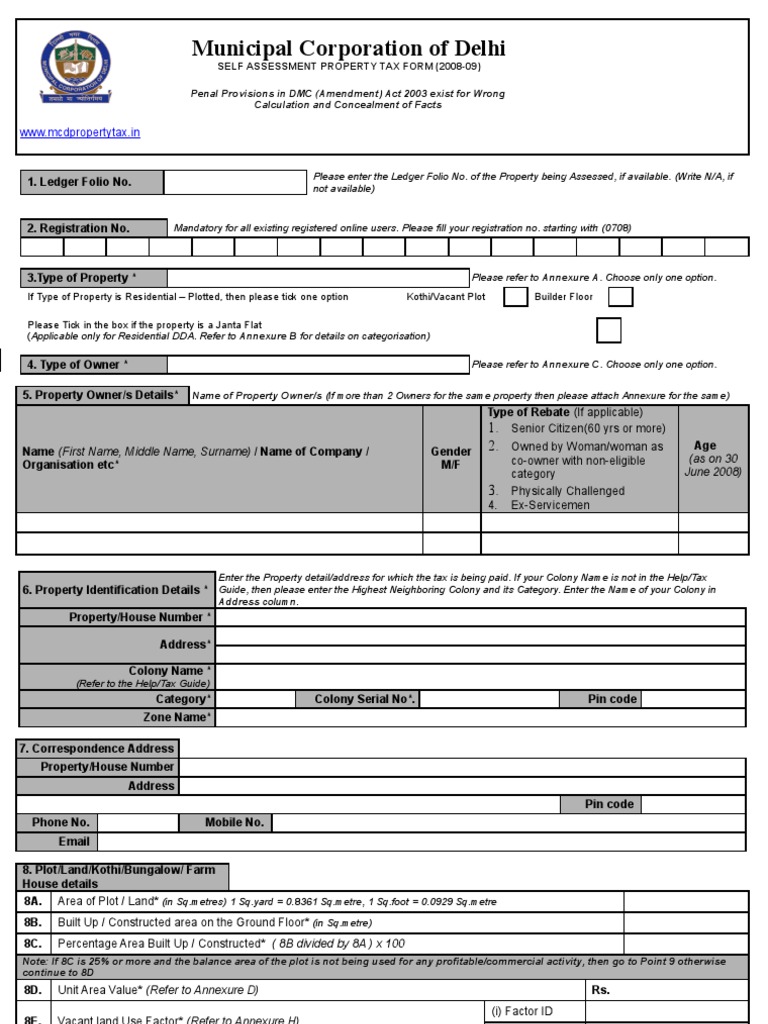 Property Tax Form 2008-09 | PDF | Tax Exemption | Present Value