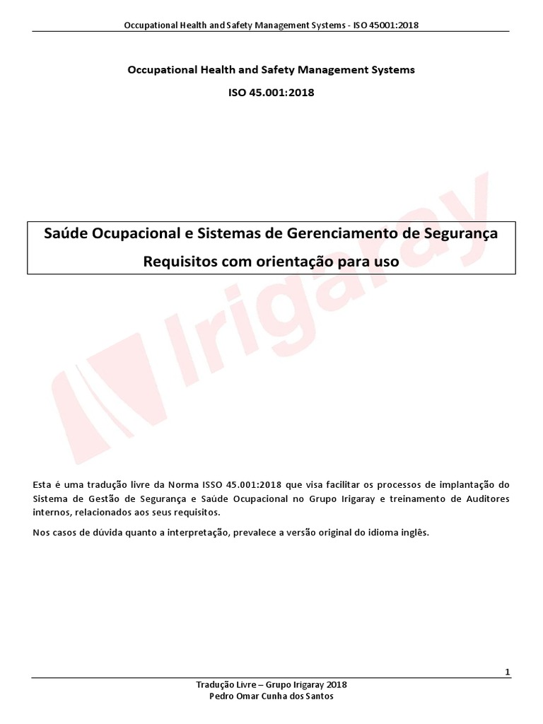 Gestão de Saúde e Segurança Ocupacional ISO 45001 | PDF | Business ...