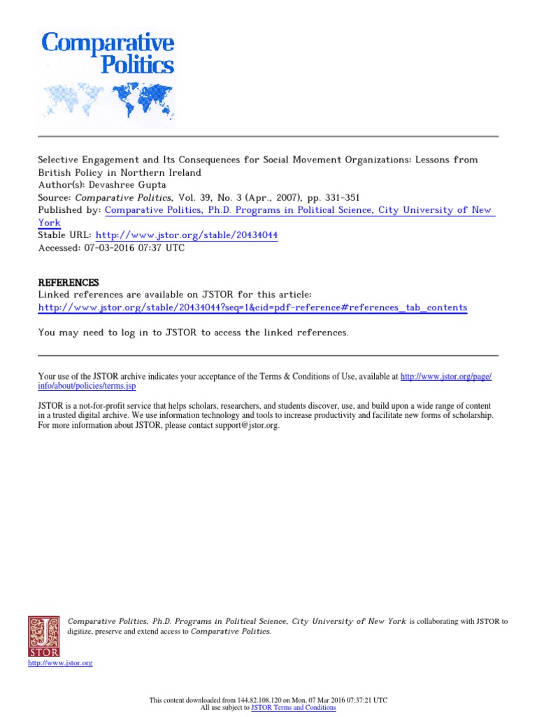 Selective Engagement in Social Movements | PDF | Provisional Irish ...