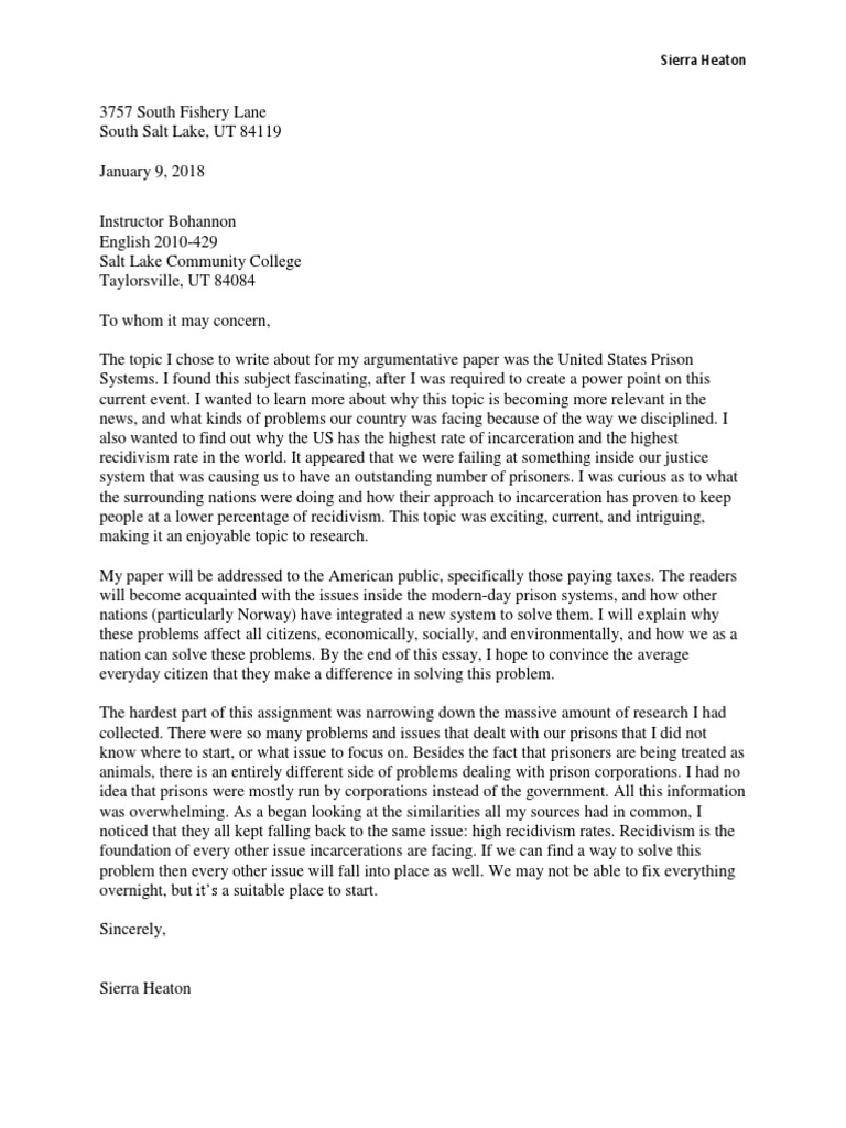 Us Prison System Argumentative Essay Final Draft Download Free PDF