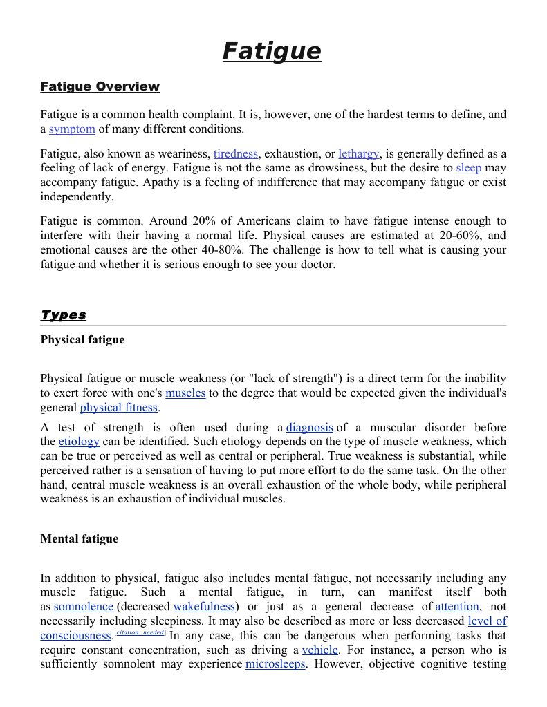 Causes of Whole Body Fatigue | PDF | Weakness | Clinical Medicine