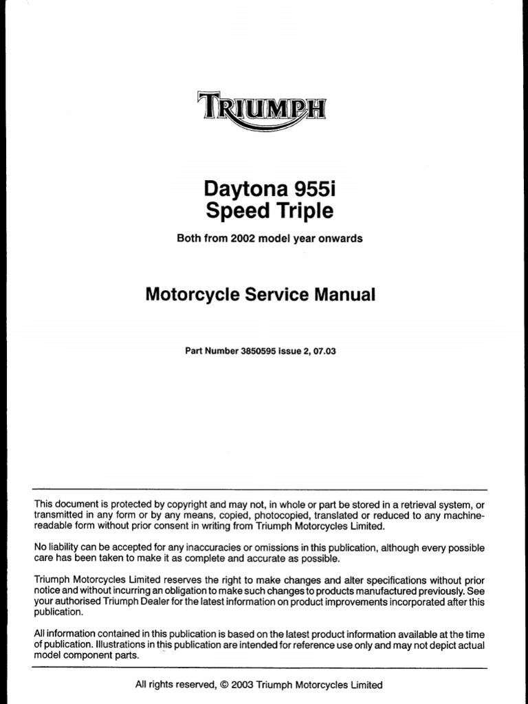 Triumph Daytona 955i and Speed Triple 955cc '02 Service Manual triumph daytona t595 wiring diagram 