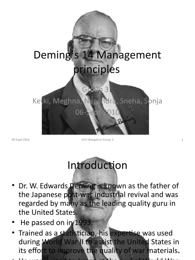 Deming S 14 Management Principles PDF Business Process Economies