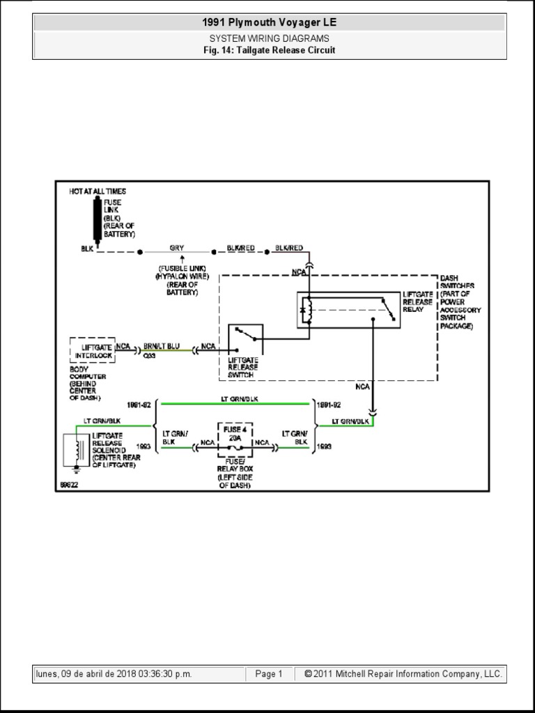 1991 Plymouth Voyager LE 1991 Plymouth Voyager LE System Wiring