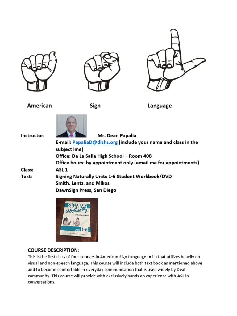 ASL 1 Course Overview and Requirements | PDF | American Sign Language ...