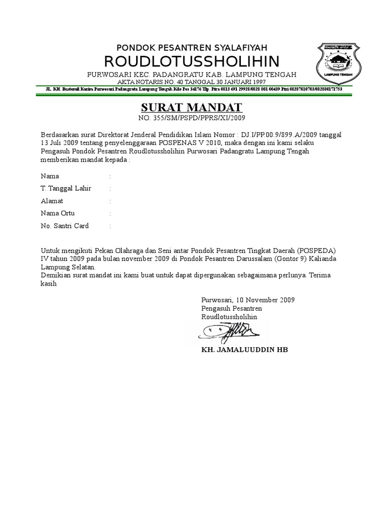 Surat Mandat
