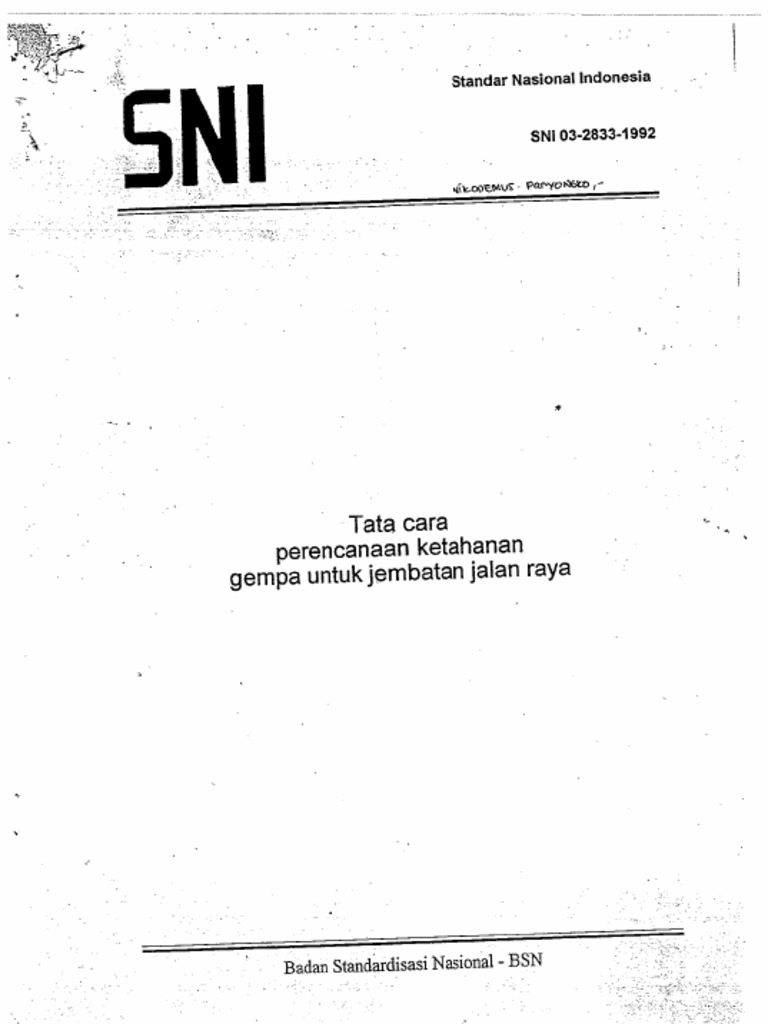 SNI 03 2833 1992 Tata Cara Perencanaan Ketahanan Gempa Untuk Jembatan ...