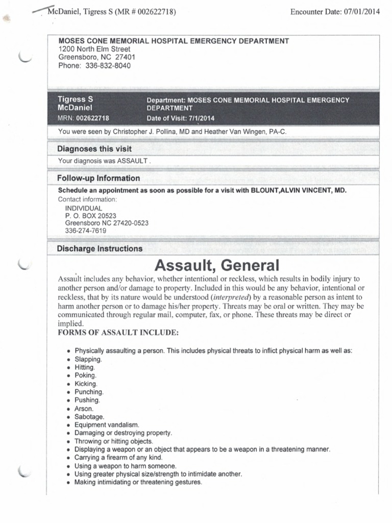 Assault Diagnosis and Follow-Up Care | PDF | Self-Improvement