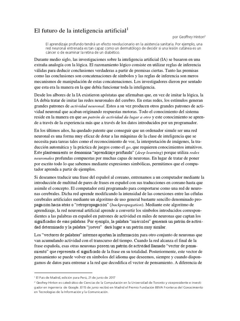 02 El Futuro de La Inteligencia Artificial | PDF | Red neuronal ...