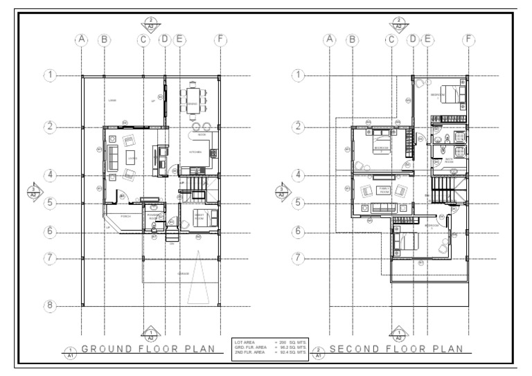 A B C D F E A B C D F E: Ground Floor Plan Second Floor Plan | PDF ...