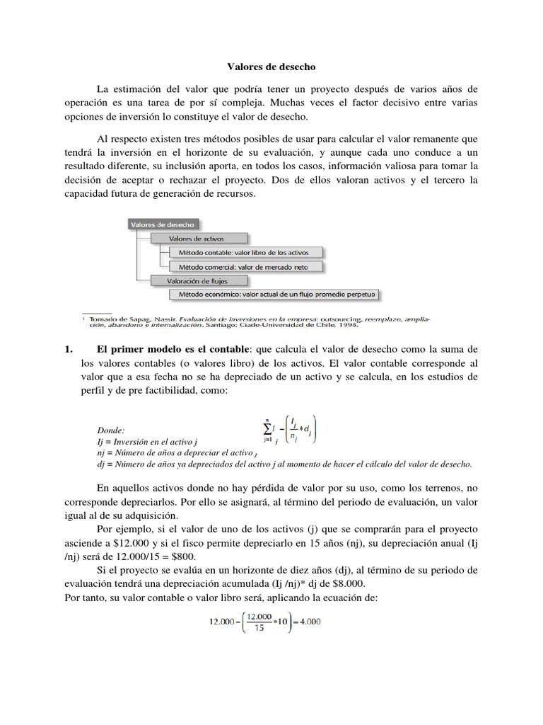 Valor de Desecho Depreciación Ahorro