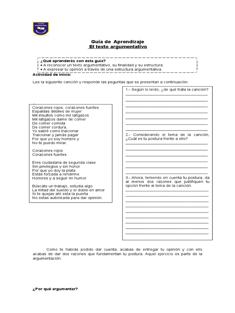 Guia Texto Argumentativo | PDF | Chile | Sacerdote