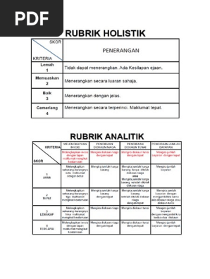 Perbezaan Rubrik Holistik Dan Rubrik Analitk Tuto 4 Pdf
