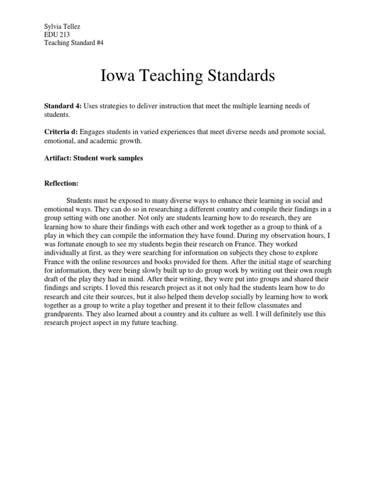 Iowa Teaching Standards 4 | PDF