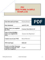 Psu Teacher Work Sample Template 2012 Demetrius 1 4 1 1