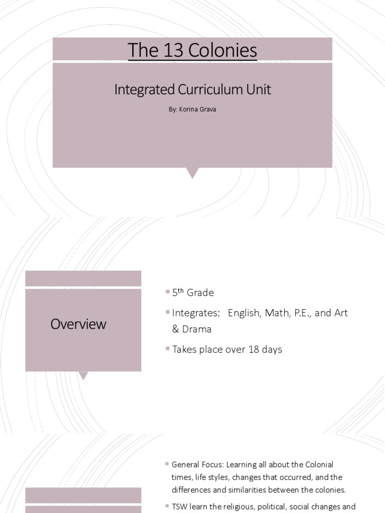 13 Colonies Integrated Curriculum Unit | PDF | Change | Learning