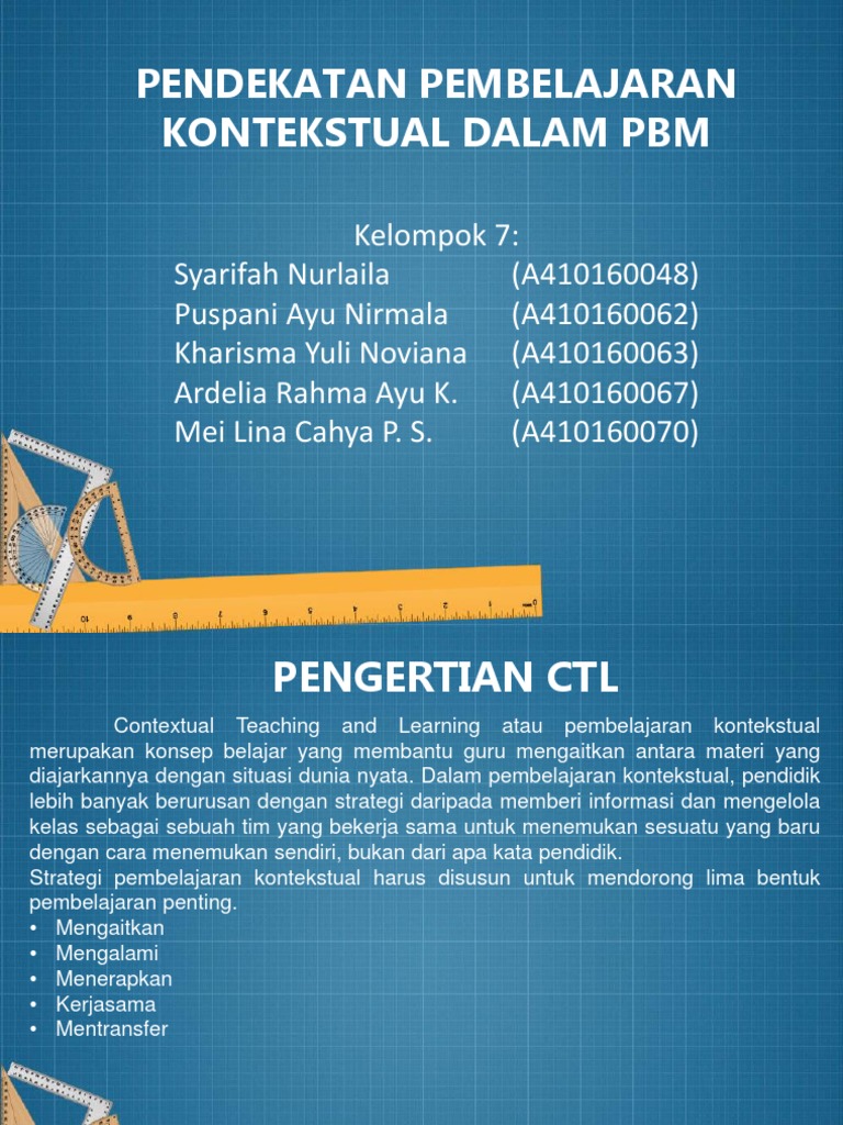 Pendekatan Pembelajaran Kontekstual Dalam Pbm Pdf