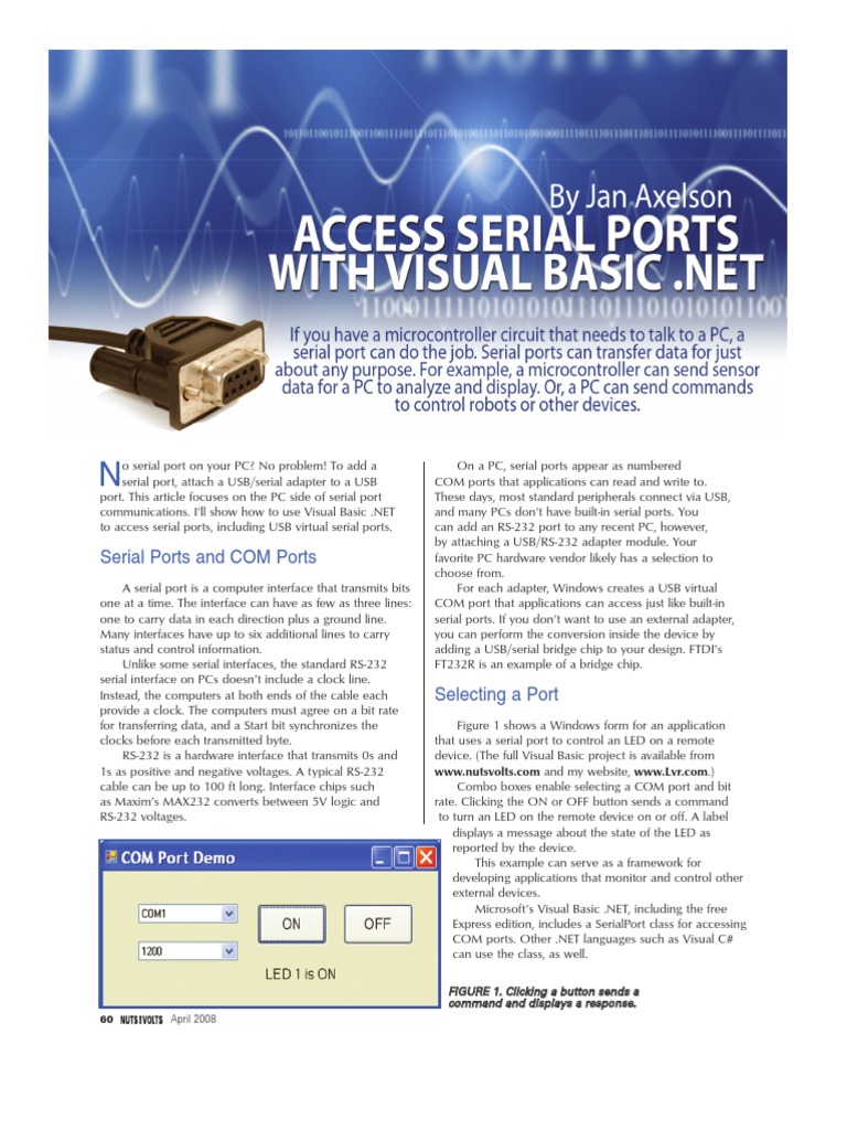 AccessSerialPorts With Visual Baisc PDF PDF Usb Personal Computers