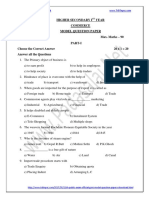 Higher Secondary I Year Commerce Model Question Paper Time - 2 Part-I Choose The Correct Answer 20 X 1 20 Answer All The Questions