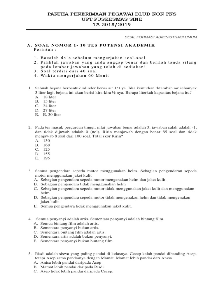 Featured image of post Contoh Soal Tes Blud Puskesmas Pdf Seperti yang disampaikan sebelumnya bahwa salah satu kelulusan yang harus dicapai adalah tes wawasan kebangsaan yang soal ujiannya meliputi 4 pilar kebangsaan pancasila uud 1945 bhinneka tunggal ika dan nkri