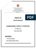 Planificaciones Lengua y Liter. IPEM N°29, 2017 1°año