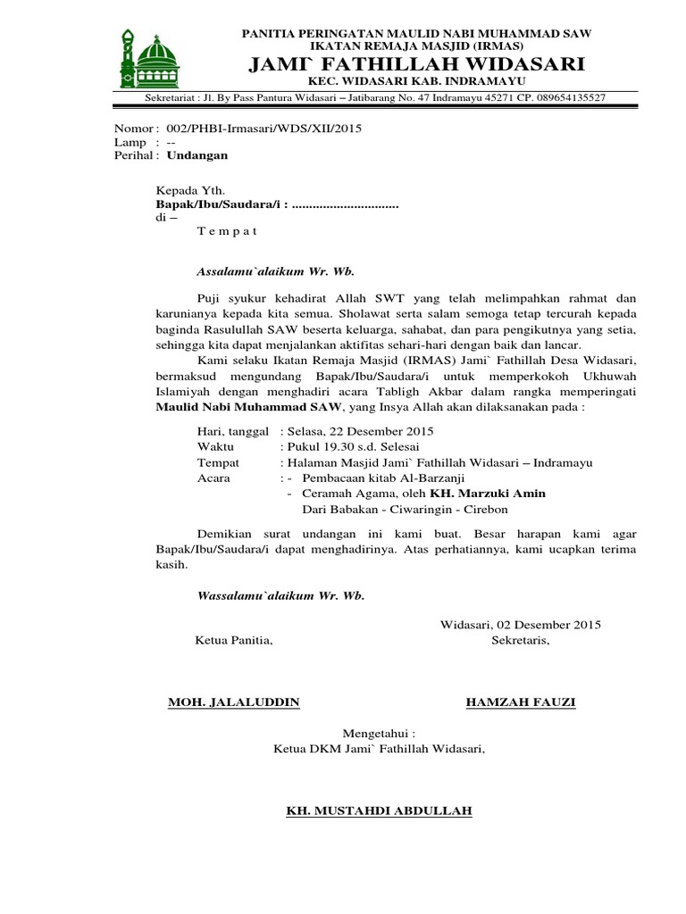 Surat Undangan Peringatan Maulid Nabi Pdf