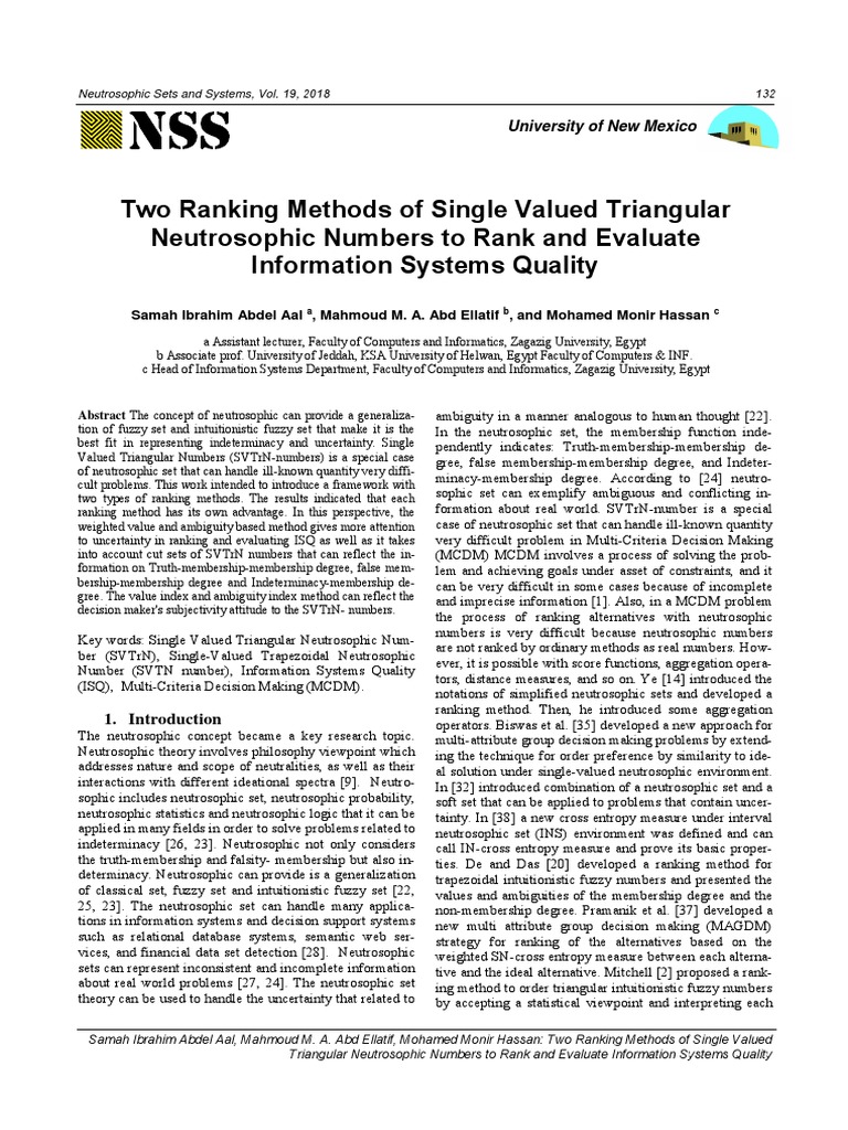 Two Ranking Methods of Single Valued Triangular Neutrosophic Numbers To ...