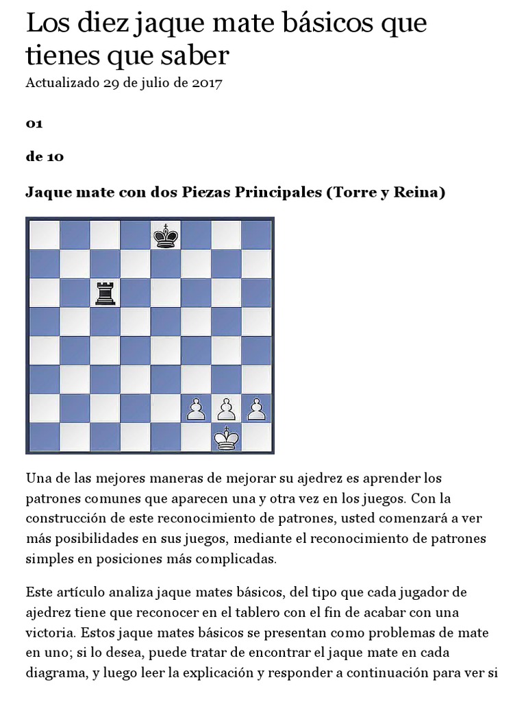 Jaque mate básicos del ajedrez con torre y reina | Ajedrez | Juegos ...