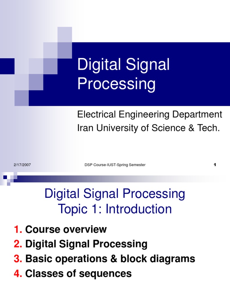 Digital Signal Processing: Electrical Engineering Department Iran ... Circuit Diagram